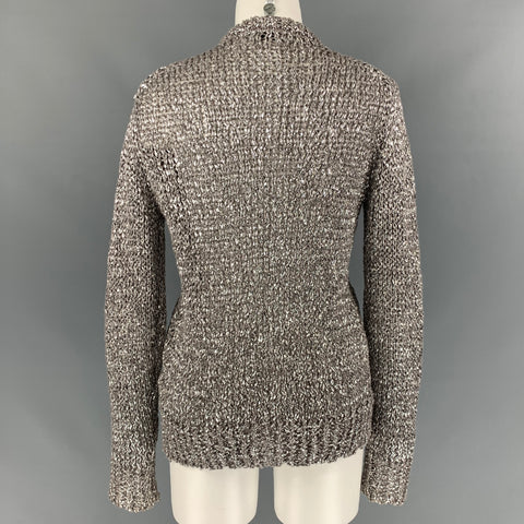 DRIES VAN NOTEN Size M Silver Metallic Cotton / Polyester Cardigan