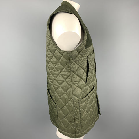 JOHN PARTRIDGE Size M Forest Green Quilted Nylon Snaps Vest