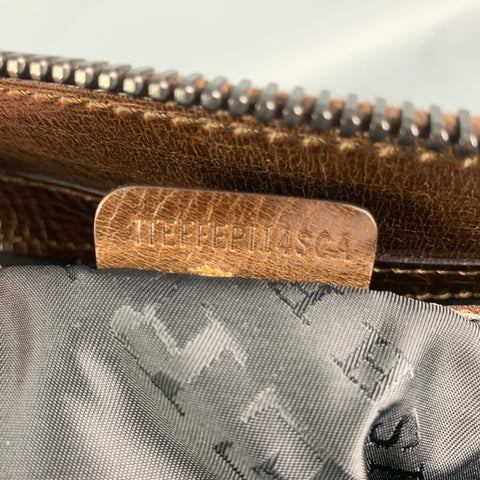 BURBERRY PRORSUM Fall 2008 Brown Leather Ostrich Trim Tote Bag