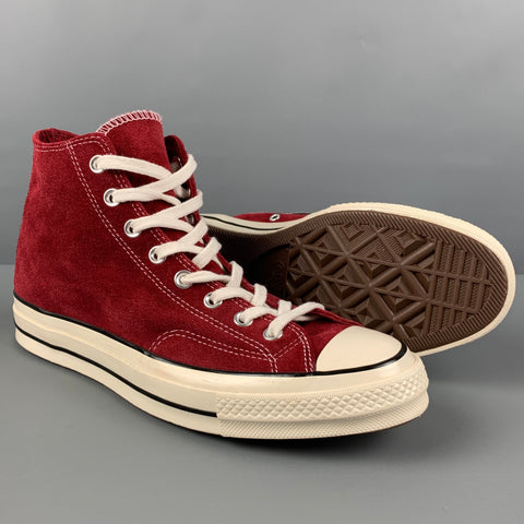CONVERSE Size 9.5 Burgundy Suede High Top Sneakers