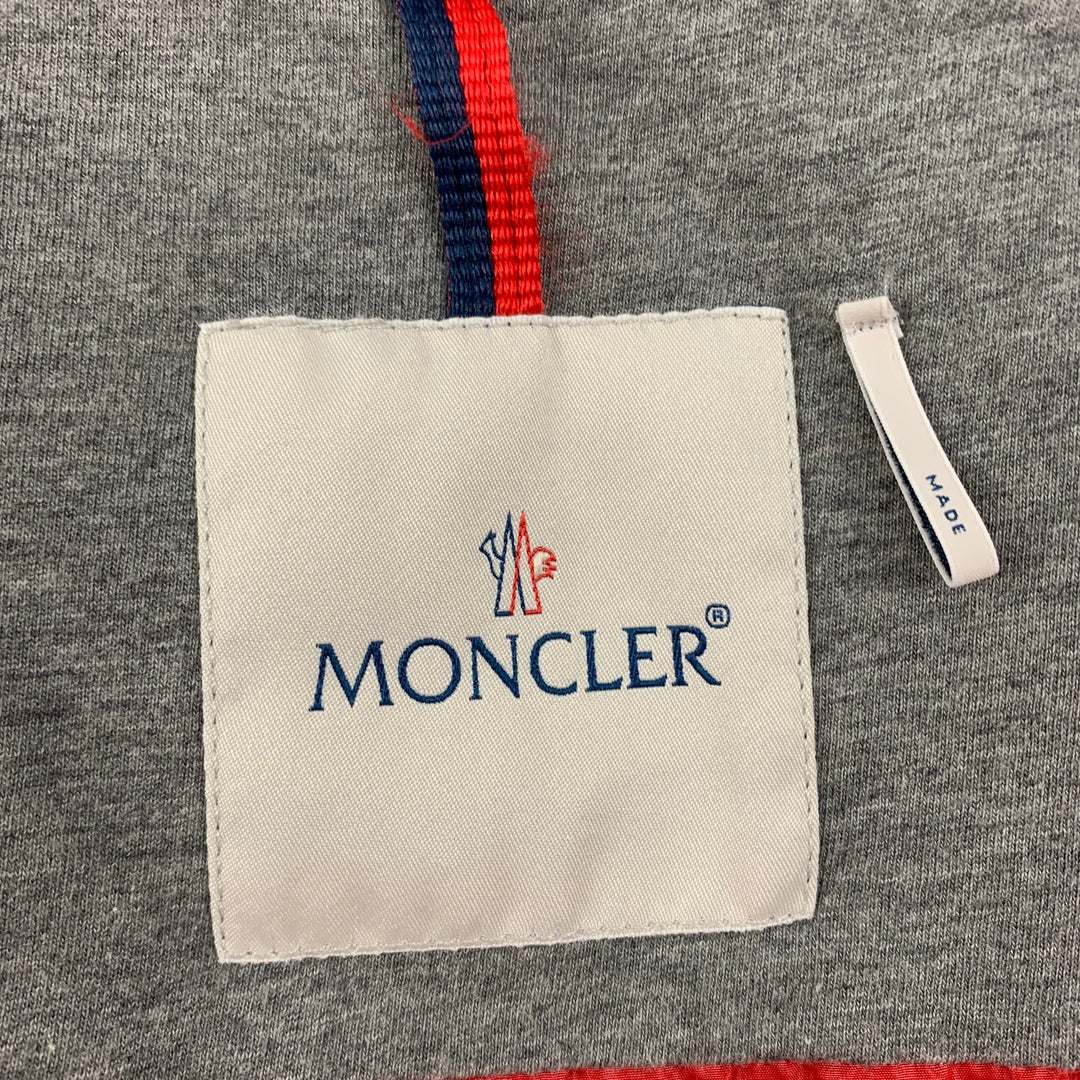 MONCLER Chaqueta con capucha de tejidos mixtos rojo gris talla M