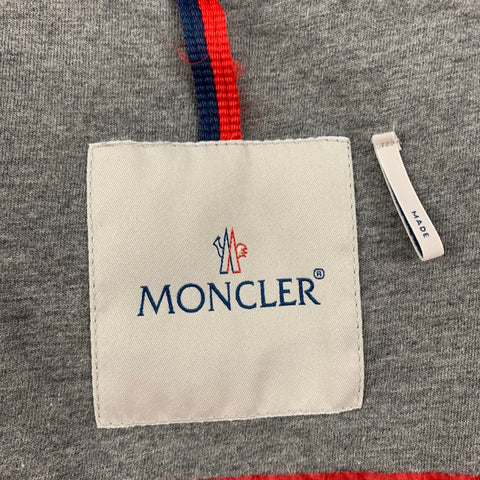 MONCLER Size M Red Grey Mixed Fabrics Hooded Jacket