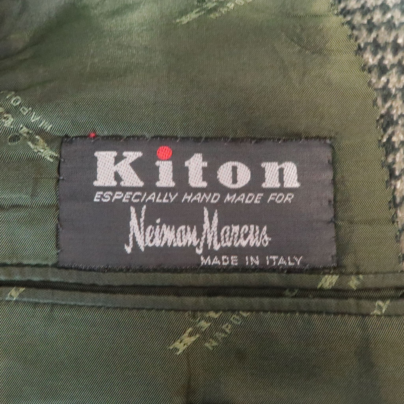 KITON Chest Size 40 Regular Green Houndstooth Cashmere / Silk Sport Coat