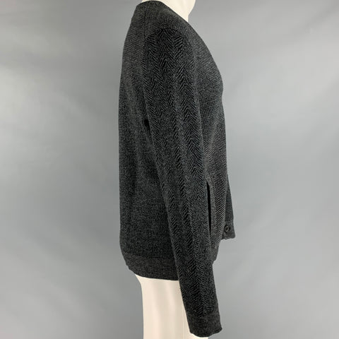 JOHN VARVATOS Size M Grey Mixed Patterns Alpaca Blend V-Neck Cardigan