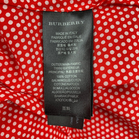 BURBERRY PRORSUM Taille XS Chemise à manches longues boutonnée en coton à pois rouges et blancs
