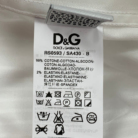 D&G by DOLCE & GABBANA Size XXL White Stripe Cotton Button Up Long Sleeve Shirt