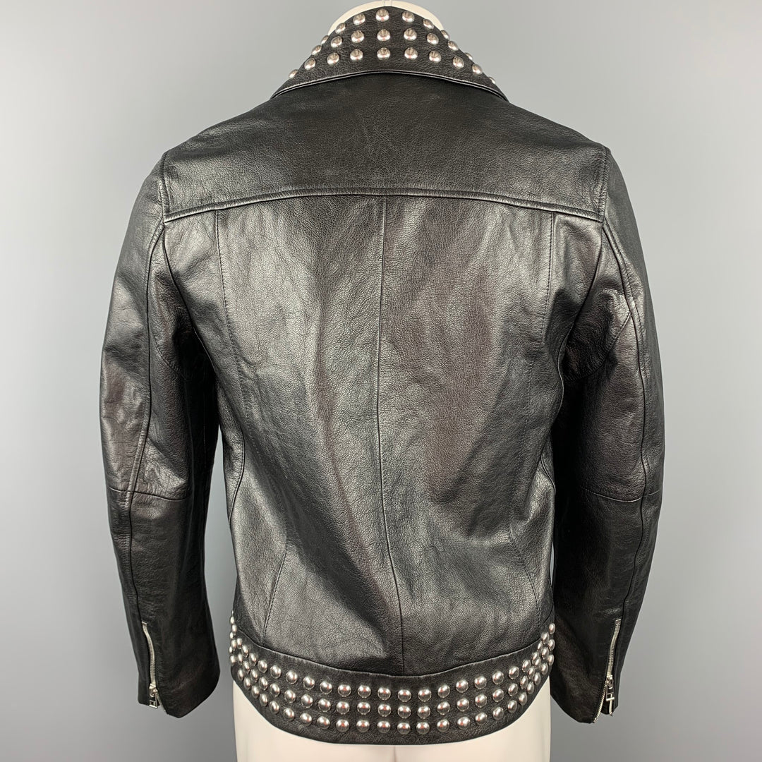MICHAEL KORS Size S Black Studded Leather Biker Jacket