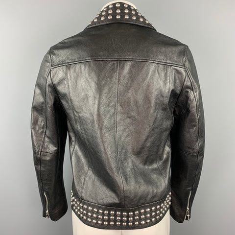 MICHAEL KORS Chaqueta motera de cuero con tachuelas negra Talla S