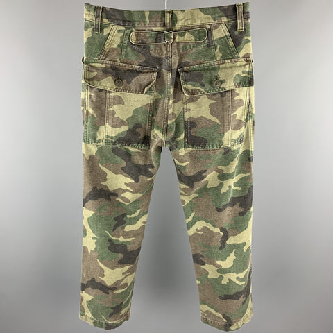 JUNYA WATANABE Size XS Olive Camouflage Rayon Blend Cropped Dress Pants