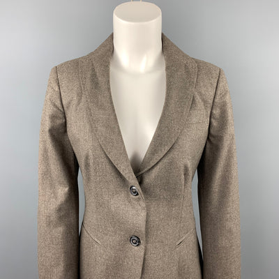 PIAZZA SEMPIONE Size L Taupe Wool Blend Notch Lapel Buttoned Blazer