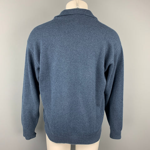 LORO PIANA Size M Blue Cashmere Spread Collar Pullover