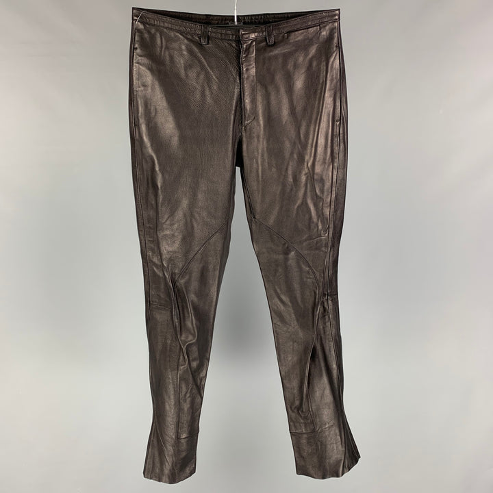 PRADA Size 30 Black Leather Narrow Leg Casual Pants