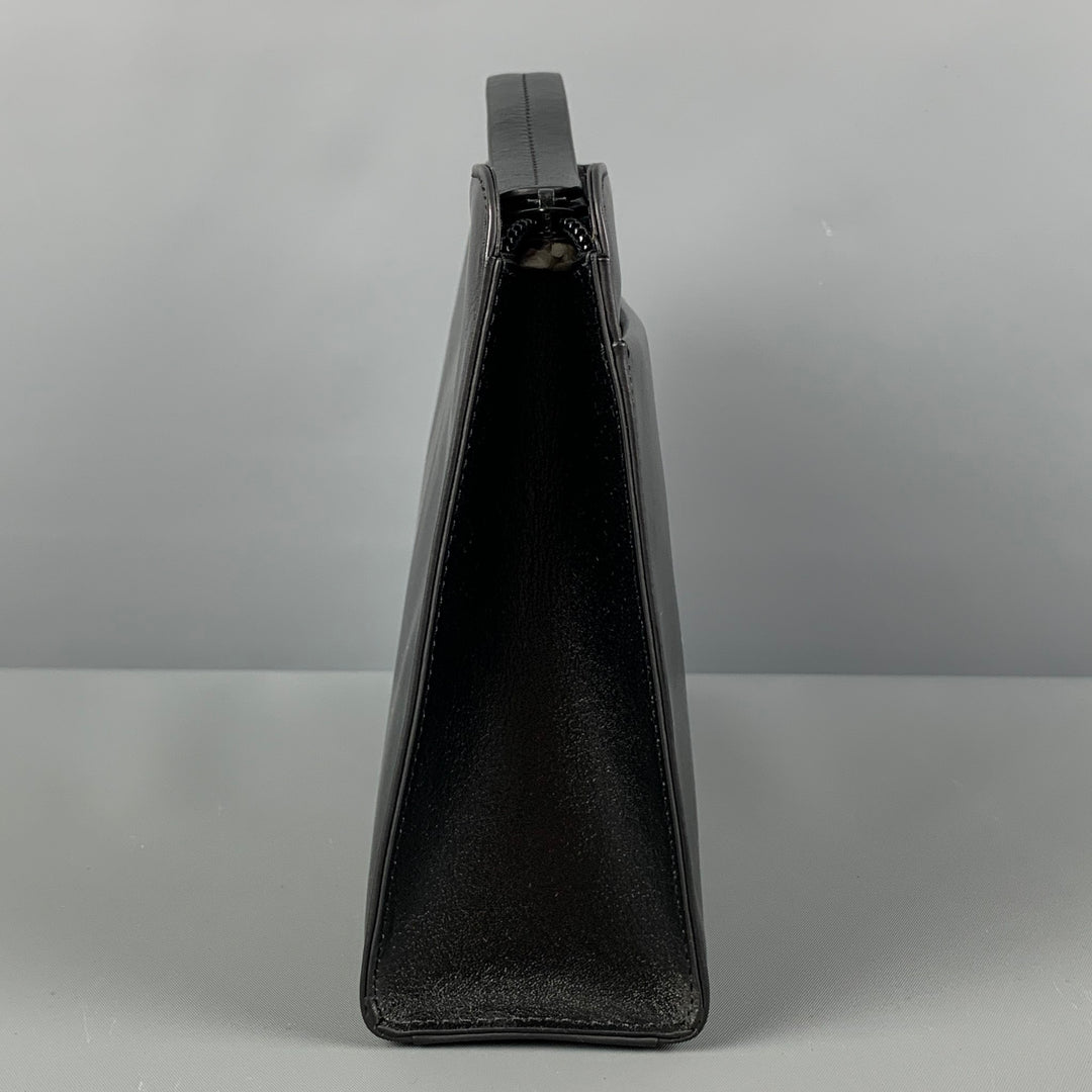 GOLDPFEIL Black Leather Wristlet Oxford Bag