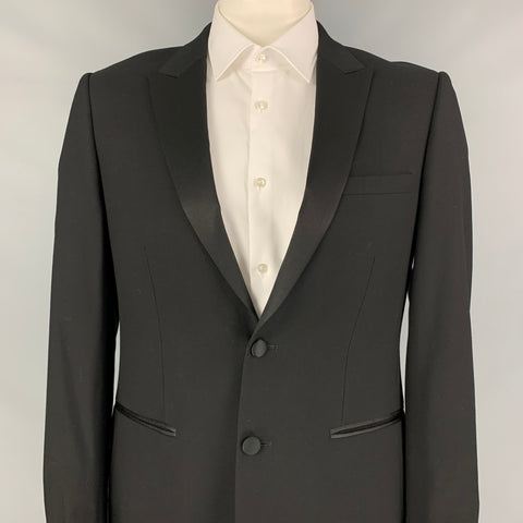 SANDRO Size 42 Black Wool Peak Lapel Sport Coat