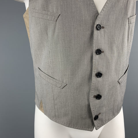 PAUL SMITH Taille M Gilet boutonné en mélange de coton pied-de-poule gris