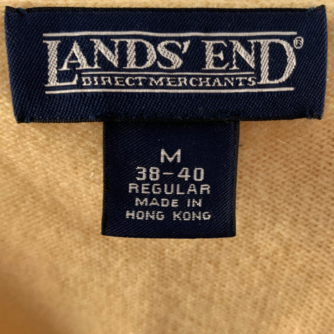 LANDS END Taille M Pull col V en cachemire jaune