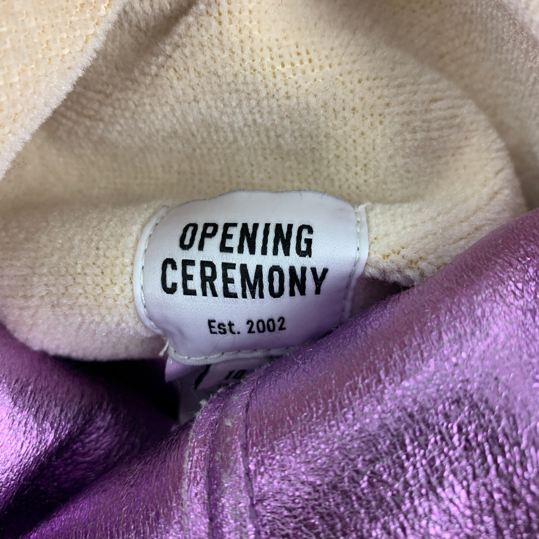 OPENING CEREMONY Size 10 Lavender Metallic Polyester Faux Fur Reversible Jacket