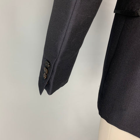 BURBERRY Size 38 Navy Mohair Wool Shawl Collar Sport Coat