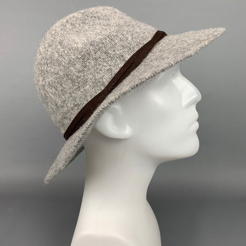 ADORA Grey Knitted Wool / Polyester Fedora Hat
