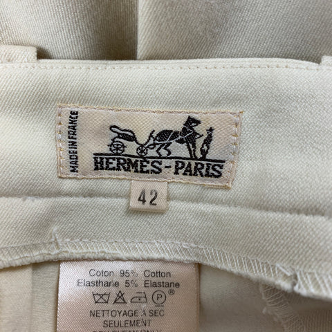 Vintage HERMES Size 10 Cream Cotton Jodhpurs Casual Pants