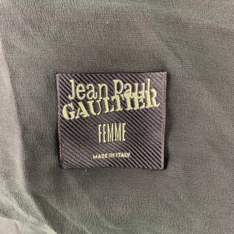 JEAN PAUL GAULTIER Talla 10 Chaqueta con frente abierto de manga de ala de rayón / seda negra