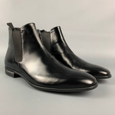 PRADA Size US 8 / UK 7  Black Brushed Leather Ankle Chelsea Boots