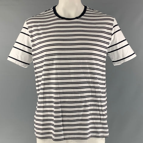 BOSS by HUGO BOSS Size XXL White Navy Stripe Cotton Crew-Neck T-shirt
