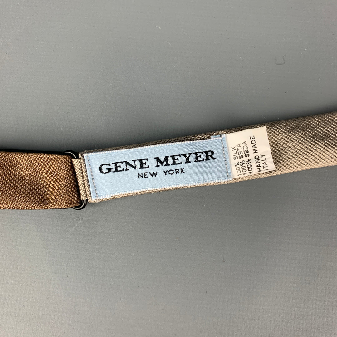 GENE MEYER Brown Silver Color Block Silk Bow Tie