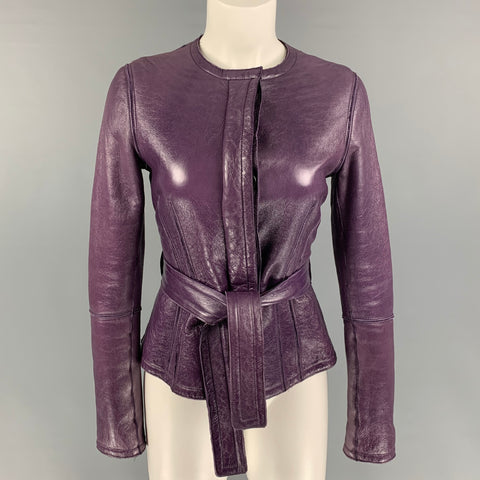 YVES SAINT LAURENT Taille S Veste en peau de mouton réversible en cuir violet