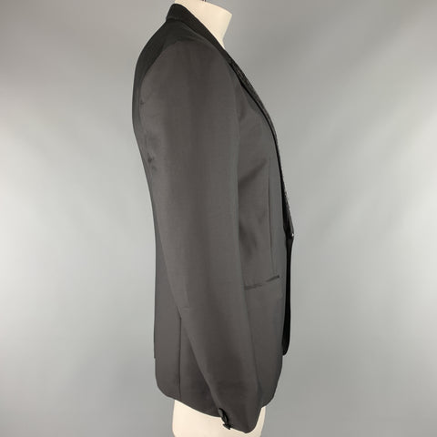 VIKTOR & ROLF Size S Black Beaded Mohair Blend Peak Lapel Tuxedo Sport Coat