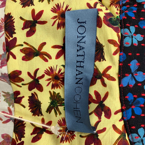 JONATHAN COHEN Size XS Yellow Burgundy Floral Cotton Camp Short Sleeve Shirt