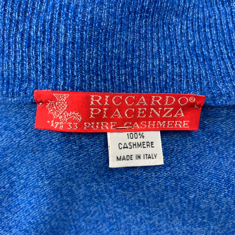 RICCARDO PIACENZA Size M Blue Heather Cashmere Zip Up Pullover Sweater