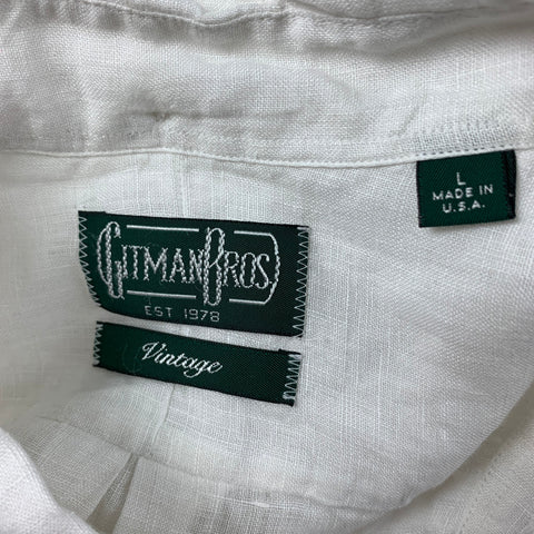 GITMAN VINTAGE Size L White Linen Button Down Long Sleeve Shirt