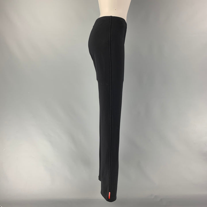 PRADA Size S Black Nylon & Eastane Solid Drawstring Leggings