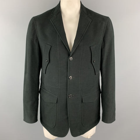 BELVEST Size 42 Black Cotton / Elastane Notch Lapel Patch Pockets Jacket
