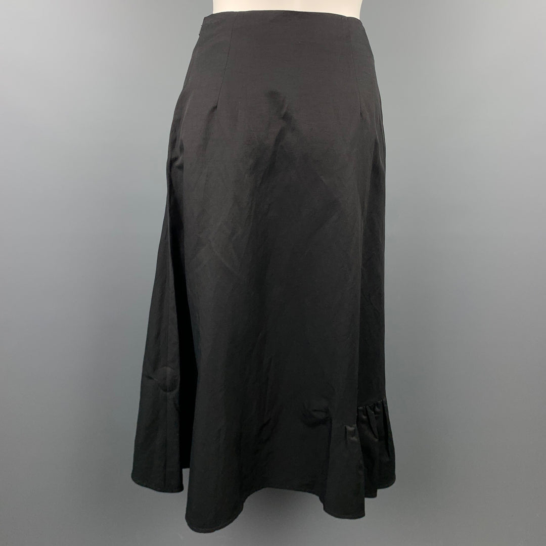 EUDON CHOI Falda con volantes y botones en mezcla de cupro negro talla 2