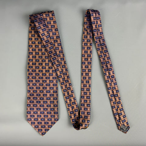 ROCHESTER Purple Orange Woven Silk Tie