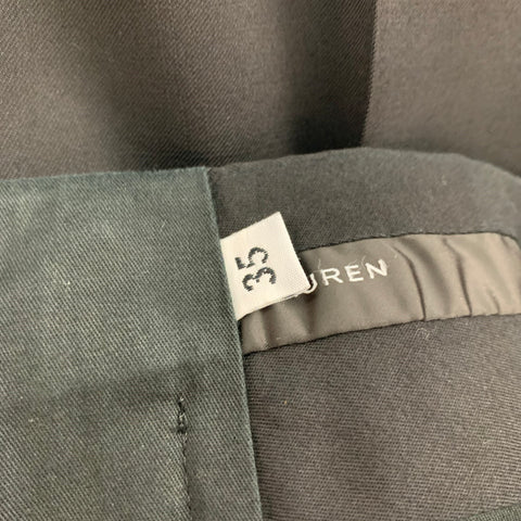 RALPH LAUREN Size 42 Long Black Wool Notch Lapel Suit