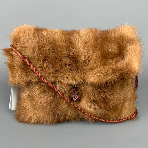 CYN RIVERA Tan Mink Fur Evening Handbag