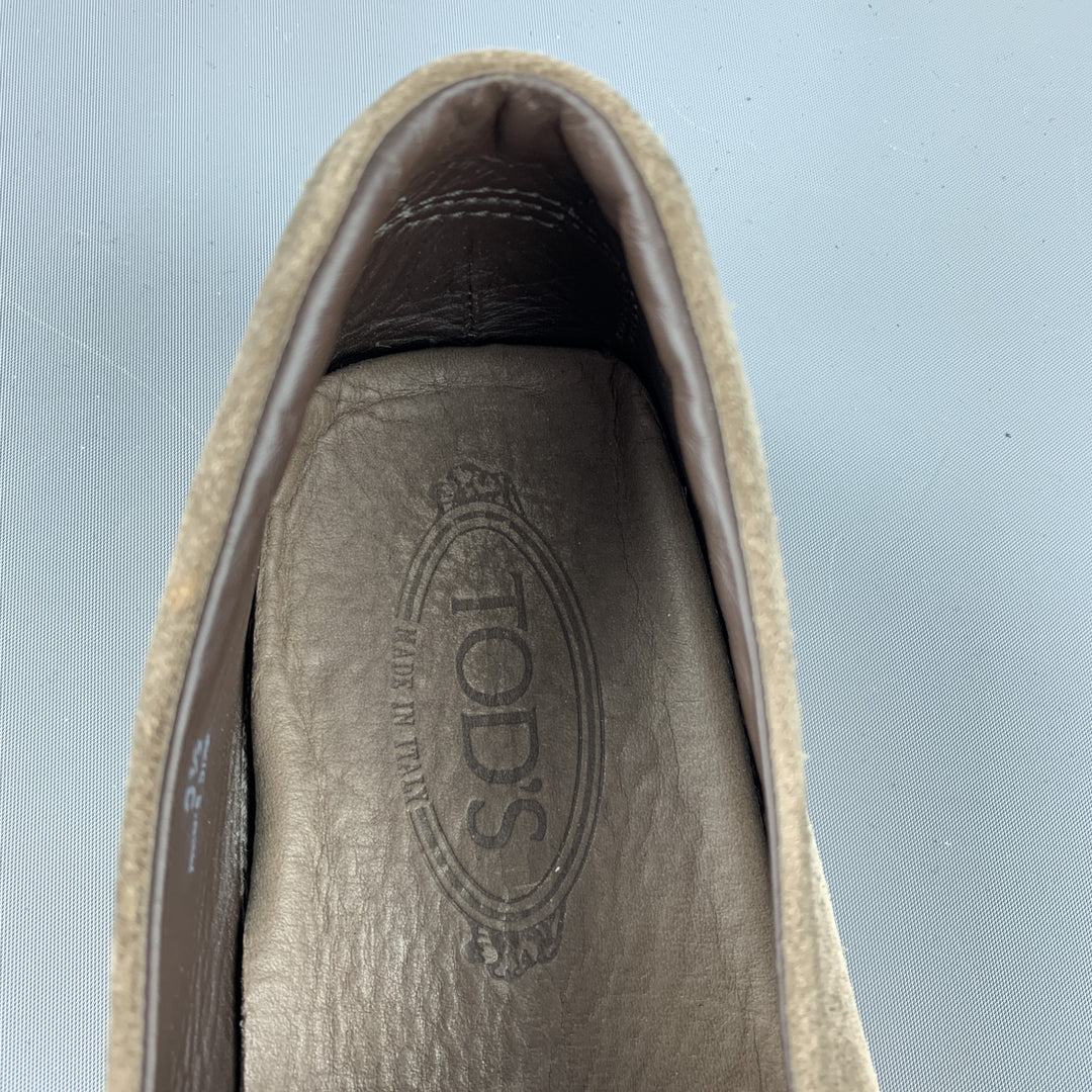 TOD'S Size 9.5 Taupe Suede Driver Loafers