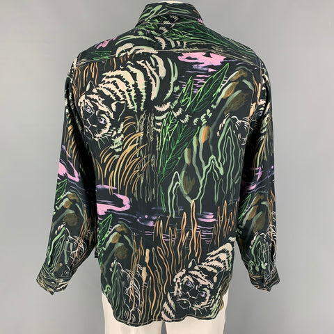 3.1 PHILLIP LIM Size L Multi-Color Print Cupro Button Up Long Sleeve Shirt