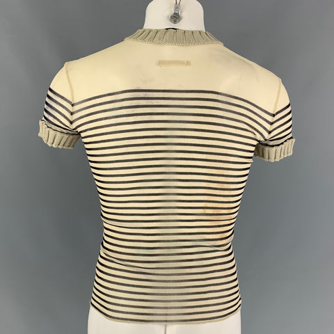 Vintage JEAN PAUL GAULTIER Size S Beige Black Stripe Polyamide Nautical Pullover
