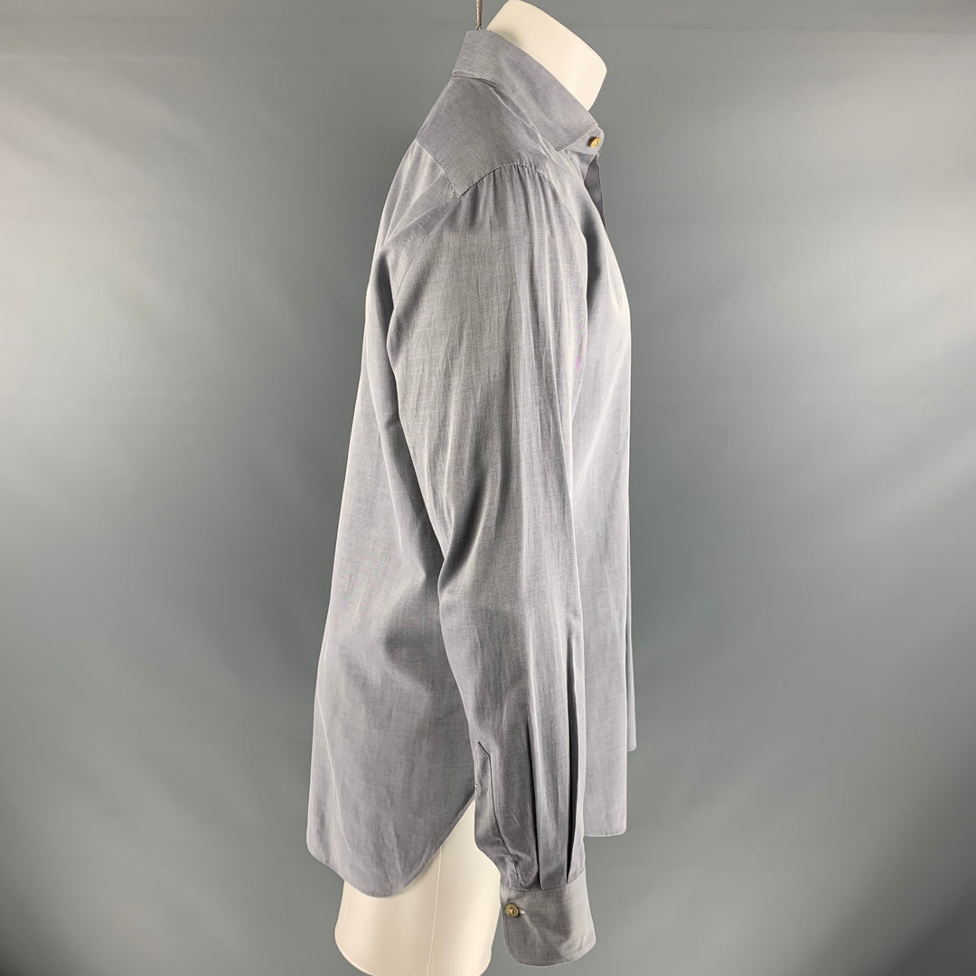 KITON Size M Grey Cotton Long Sleeve Shirt