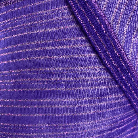 LOUIS VUITTON Size S Purple Cashmere Blend Stripe Short Sleeve Casual Top