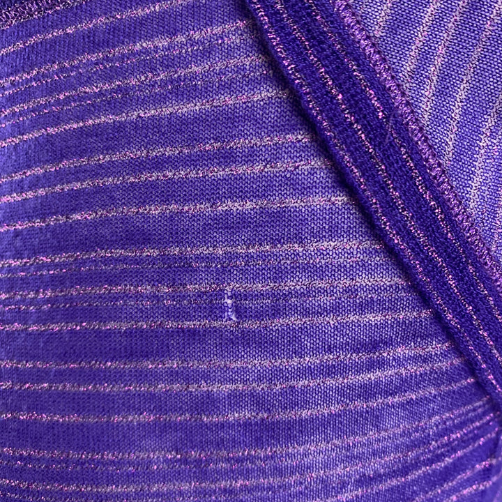 LOUIS VUITTON Size S Purple Cashmere Blend Stripe Short Sleeve Casual Top
