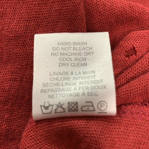 IRO Size XS Burgundy Distressed Linen Crew-Neck T-shirt