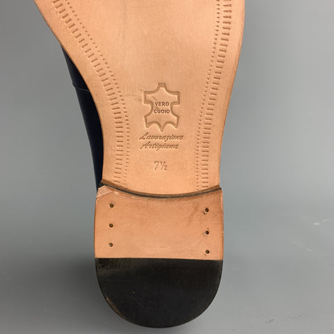 MILLBURN CO. Size 7 Navy Mixed Materials Leather Slip On Loafers