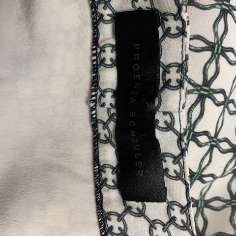 PROENZA SCHOULER Size 6 White & Green Silk Abstract Silk Dress
