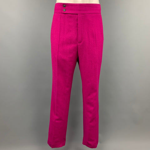 HAIDER ACKERMANN Size 42 Raspberry Wool Notch Lapel Suit