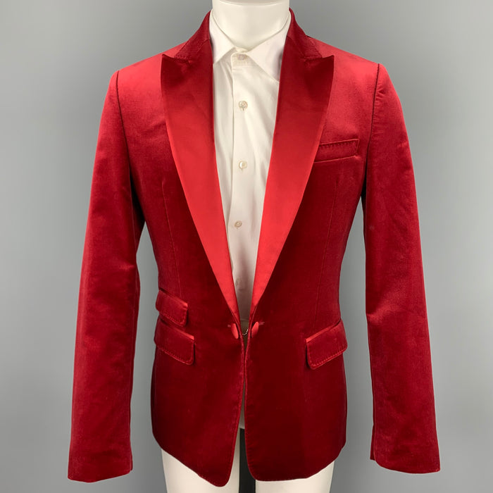 DSQUARED2 Talla 40 Abrigo deportivo con solapa de pico de terciopelo burdeos
